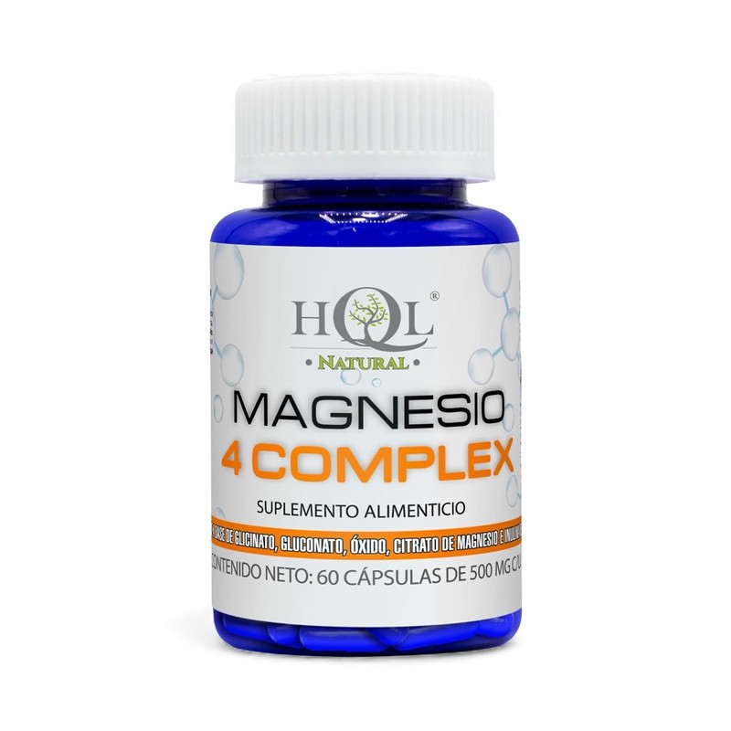 Magnesio 4 Complex HQL Natural 60 caps 500mg. Glicinato, gluconato,
