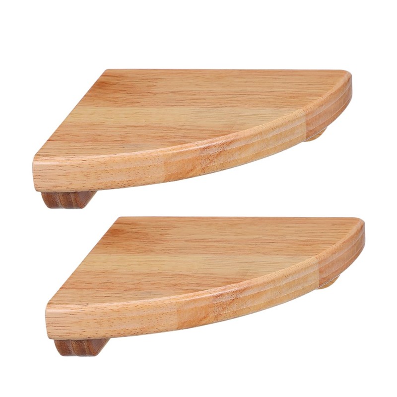 ADOCARN 2pcs Fan-Shaped Corner Shelf 6-Inch Rubberwood Wall Mounted Floating