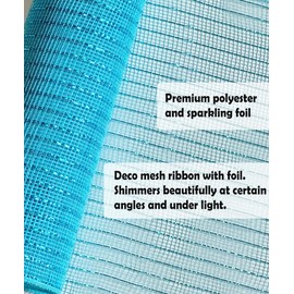 Blue Metallic Deco Mesh Ribbon Roll 10 inch x 30 feet (10 Yards) for Christmas Tree, Wreaths, Swags, Garland, Holiday Decorations Glitter Foil Gift Wrapping Craft