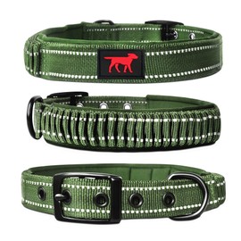 Heavy Duty Dog Collar with Handle | Ballistic Nylon Heavy Duty Collar | Padded Reflective Dog Collar with Adjustable Stainless Steel Hardware | Convenient Sizing for All Breeds X-Large (19-23" Neck)