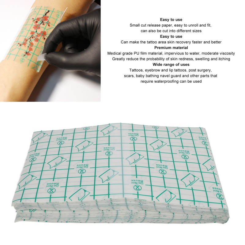 100pcs Tattoo Aftercare Bandage Waterproof Thin Clear Stretchy Breathable Cuttable