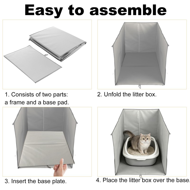 Cat Litter Box Enclosure Splash Guard, Waterproof Litter Box Cover