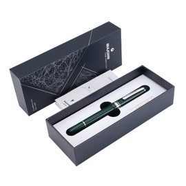 erofa Majohn P136 Piston Fountain Pen Medium Nib with Box, Green Resin Writing Pen Gift Set