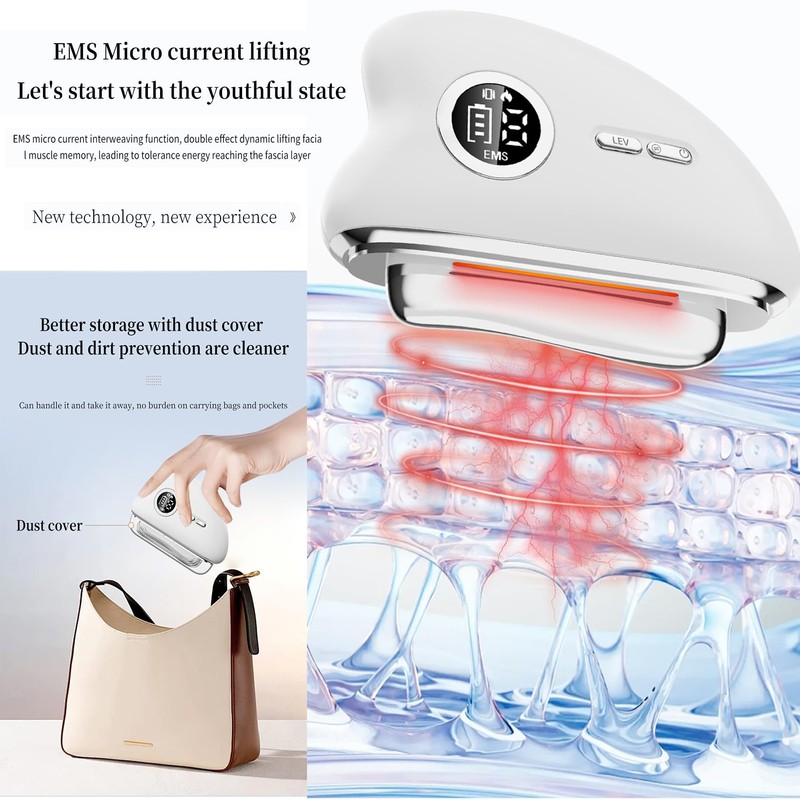 Rain smaller® EMS Gua Sha,Gesichtsmassagegerät Gua Sha Elektrisch mit Vibration&Wärme