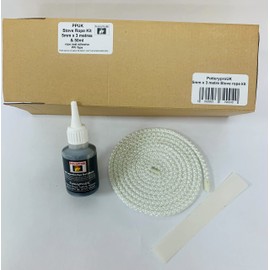PotteryproUK PPUK Stove Rope 5mm x 3 metres & 50ml Glue Kit for Woodburner Log Burner Door Seal Kit