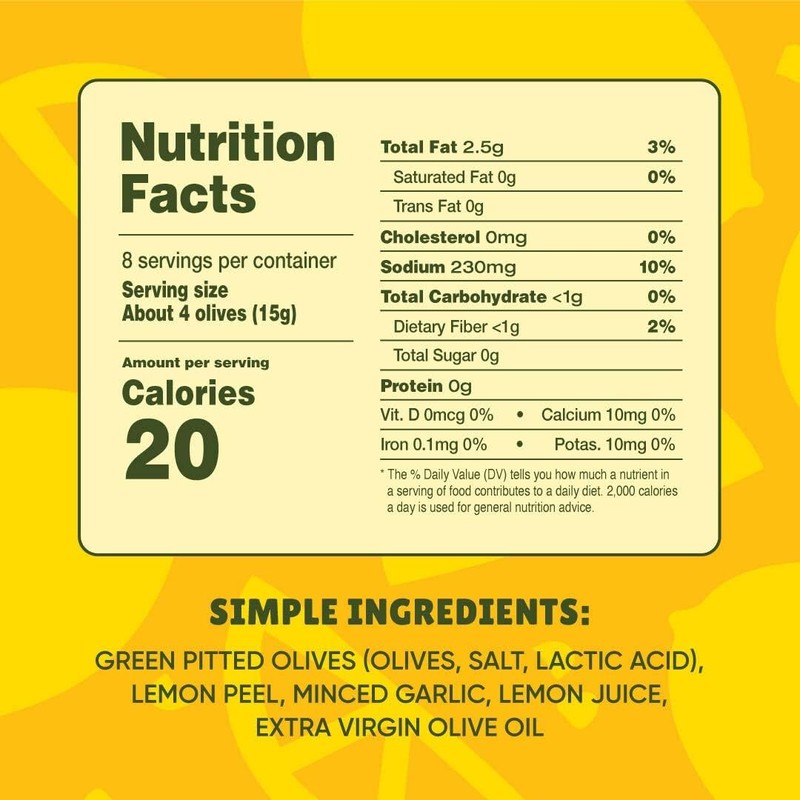 Freestyle Snacks Lemon Garlic Green Olives, 4 OZ