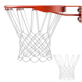 Pack of 2 Basketball Net Weatherproof, Durable and All Weather Ball Net, Standard Size Nylon Basketball Hoop Nets, for Standard Size Basketball Basket, Net for Outdoor Basketball Hoop, White