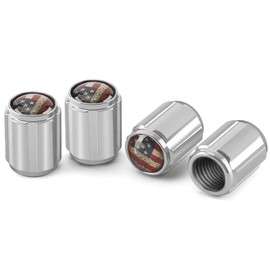 Metal Tire Valve Stem Caps Silver Valve Stem Covers American Flag Tire Air Valve Caps Universal for Cars, Trucks, SUVs, Motorcycles & Bikes, Airtight Seal, Light-Weight, Durable (4 Pack)