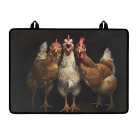 Poceacles Glass Top Stove Cover for Electric Stove, Foldable Cooktop Protector Multipurpose Mat Washer Dryer Top Protector Kitchen Decor Accessories, Funny Rooster Black