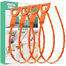Drain Snake Hair Drain Clog Remover - 4 Pack Shower Snake Sink Unclogger Tool with Exquisite Packaging (Orange)