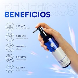 MIST JEWEL Gel limpiador facial hidratante con Ácido hialurónico + Vitamina C + Aloe vera + Ácido cítrico | Jabón dermolimpiador para la cara uso de dia y noche, piel mixta, seca y grasa 250ml