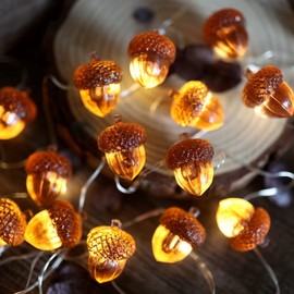 Acorn String Lights Thanksgiving Decorations Fall Lights Forest Décor Fairy Decorative Lights 30 LEDs 10ft Battery Powered with Remote for Bedroom Farmhouse Home Holiday Thanksgiving Decoration