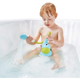 Yookidoo Baby Bath Shower Head - Elephant Water Pump and Trunk Spout Rinser - for Newborn Babies in Tub Or Sink (Blue)