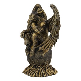 Sabbatic Goat The Thinker Baphomet Sitting On The Globe Statue 7.75"Tall