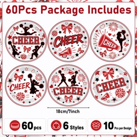60Pcs Cheer Plates Party Supplies Decorations Cheerleader