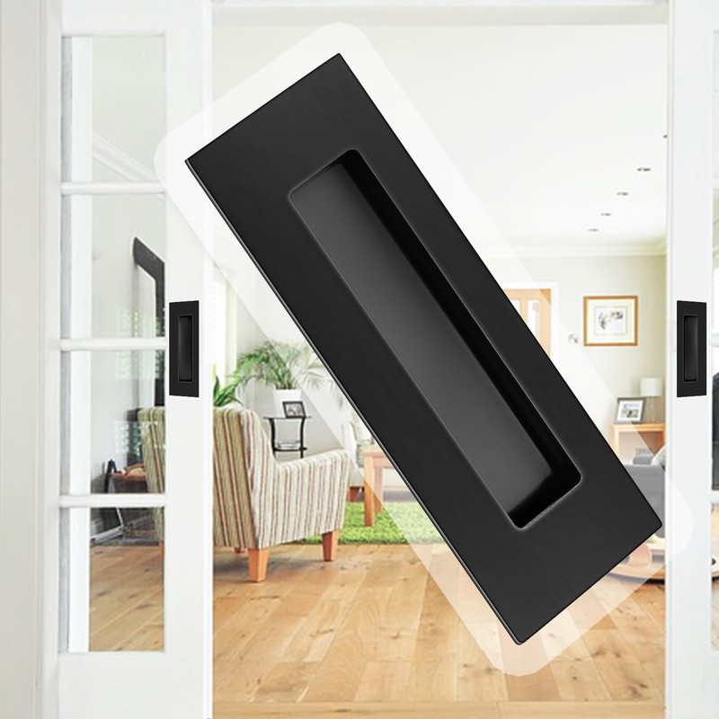 yuntop Black Sliding Closet Door Handles Recessed Finger Flush Pulls