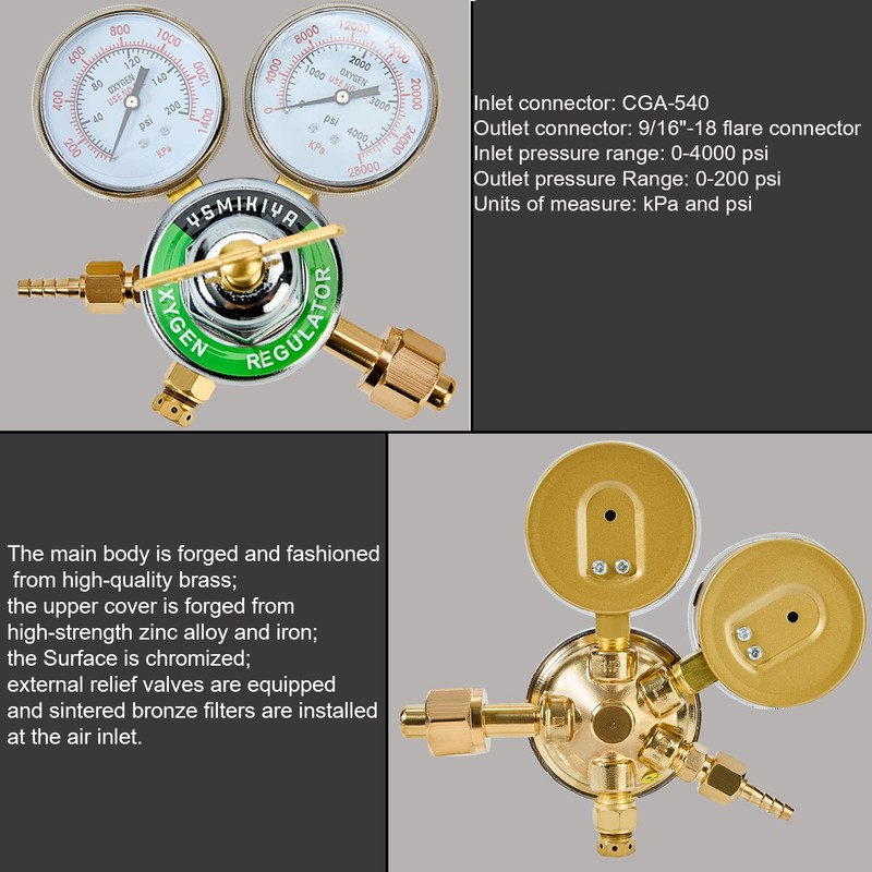 Ysmikiya Heavy Duty Oxygen Regulator, Large Tank Gauge Cutting Torch