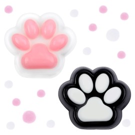2pcs Cat Paw Squeeze Toys, Super Soft Cat Paw Squishy Toy with 10 Furry Stress Ball Toys Taba Kawaii Pinch Fidget Toys Fufu Decompression Artifact for Kids Teenage Adults Party Favors (Pink & Black)