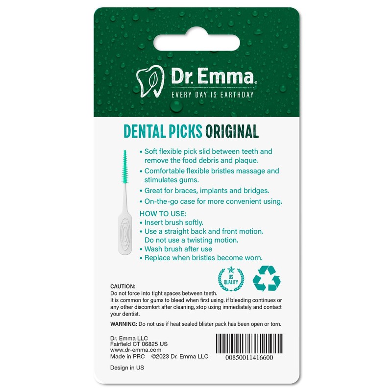 Dr. Emma Original Dental Picks Mint Soft Rubberized Tooth Picks