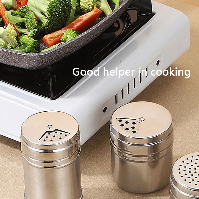 6 PCS Shaker Seasoning Cans with Rotating Cover Steel Seasoning