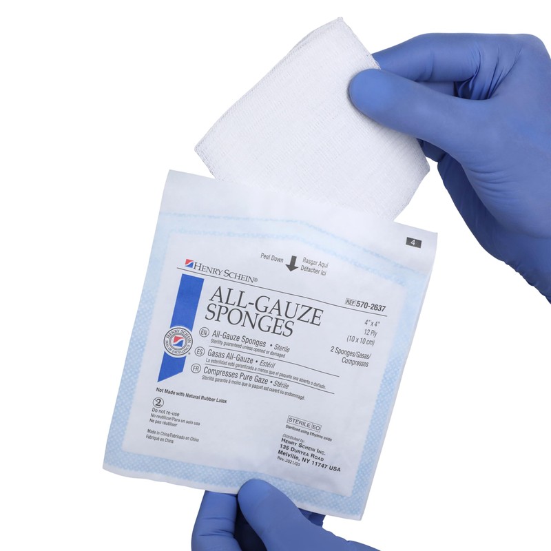 Henry Schein Premium 100% Cotton All-Gauze Sponge 4x4 12 Ply