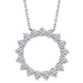 Metal Masters Womens 2.25Ct. Round-Cut Circle of Love Moissanite Pendant 18K White Gold over Sterling Silver Necklace Chain