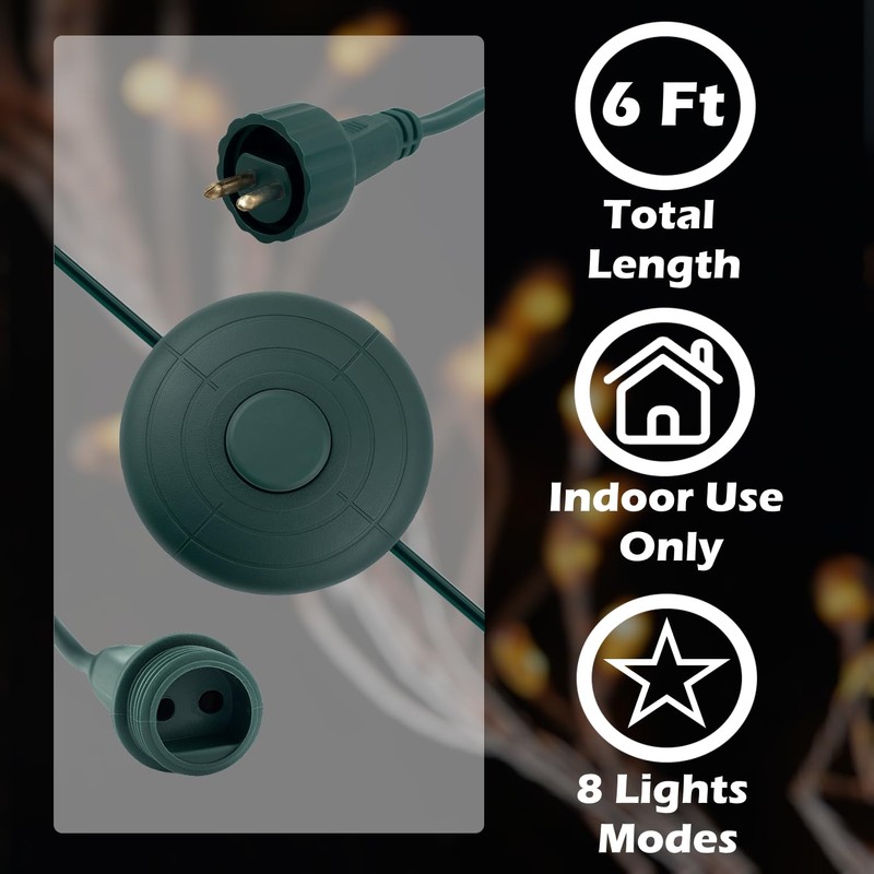 Goodsby Lights Mode Power Cord for Christmas X-Mas Tree Lights,