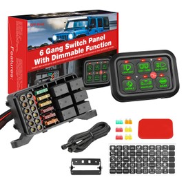 6 Gang Switch Panel, Niwaker 12V Automatic Dimmable Switch Box Universal Electronic Relay System Circuit Control Box Car Switch Panel LED Touch Control Panel Box for Truck Off Road SUV UTV ATV Boat