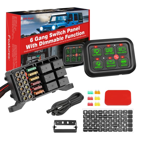 6 Gang Switch Panel, Niwaker 12V Automatic Dimmable Switch Box