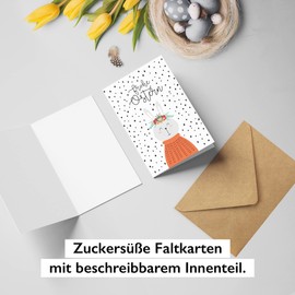KOKO&LORA® Cute Easter Cards in Set with Kraft Paper Envelopes, Greeting Cards for Easter, Folding Cards with Natural Envelope (Frohe Ostern)