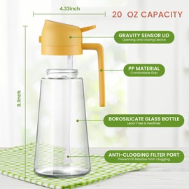 CHUBBY CHEEKS 20oz Kitchen Maiden 2-in-1 Oil Dispenser - 20oz Glass Oil Spray Bottle for Air Fryer, Salad, Frying, BBQ - Food-grade Oil Mister in Vibrant Orange