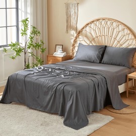 DOZ 100% Long Staple Cotton Sheet Sets, Soft Sateen Weave Cotton, Smooth, Breathable, Cooling Sheets, Hotel Comfort, Durable, 3pc – 2 Pillowcases 1 Fitted (Storm, Queen)