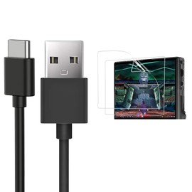 Lamshaw RG40XX Handheld Game Screen Protector, [6 Pack] Full Coverage TPU Clear Film Compatible for ANBERNIC RG40XX V Handheld Game Console 4.0'' (2 film+1 cable charger)