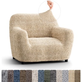 PAULATO BY GA.I.CO. Chair Cover - Stretch Armchair Slipcover - Armchair Cover for Pets and Kids - Soft Chair Slipcovers - Easy to Clean Furniture Protector - Microfibra Print - Mediterra Sandstone
