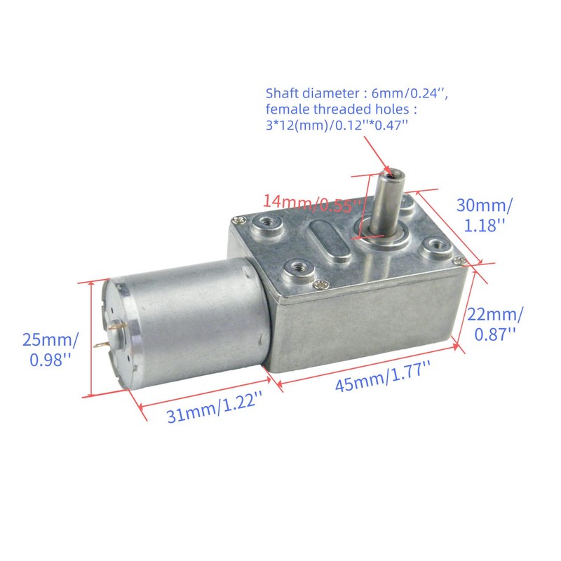CHACNS 370WG Reducer Motor 24V DC 4RPM Small Gear Mounted
