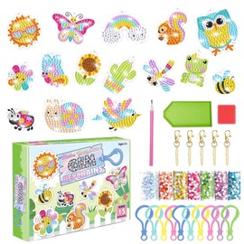 15 Piezas Kit de Pintura de Diamantes Llaveros,Kit de Manualidades,Diamond Painting Para Niños, Creativity for Kids Kit de Pintura de Diamantes,Regalos para Niños de 8 Años,9 Años,10 Años,11 Años,12 Años