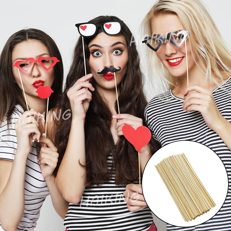 HAIKING Bamboo Dowel Rods, 100 PCS Round Unfinished Wooden Craft