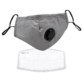 Triplast grey Washable Face Masks With Filters Adjustable And Reusable Cotton Face Mask | Banana Style_TPWASHGREY3