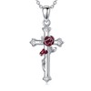 CTIEIP Rose Cross Necklace for Women with Diamonds 925 Sterling