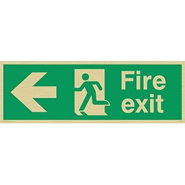 Viking Signs sb429-l31-gv"FIRE EXIT Sign, Arrow Left, Gold Vinyl, 100mm H x 300mm W