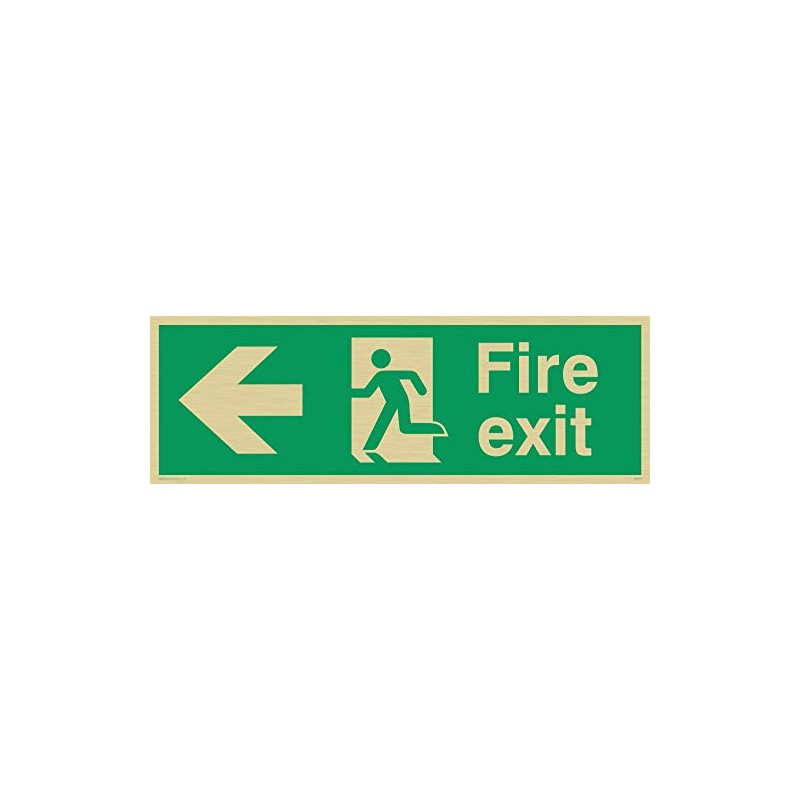 Viking Signs sb429-l31-gv"FIRE EXIT Sign, Arrow Left, Gold Vinyl, 100mm