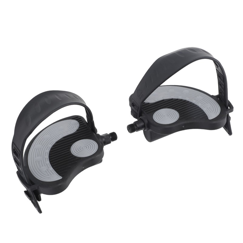 2PCS Exercise Bike Pedals with Straps PP PVC Stainless Steel