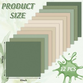 JarThenaAMCS 12Pcs Nude Sage Green Cotton Fabric Bundles 10 x 10 Inch Milky White Brown Green Fat Quarters 6 Colors Sewing Fabrics for DIY Craft Party Decor