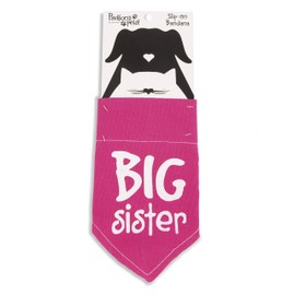 Pavilion Gift Company 45614 Pavilion's Pets-Pink Paw Print Large Dog Slip on The Collar Bandanna-Big Sister