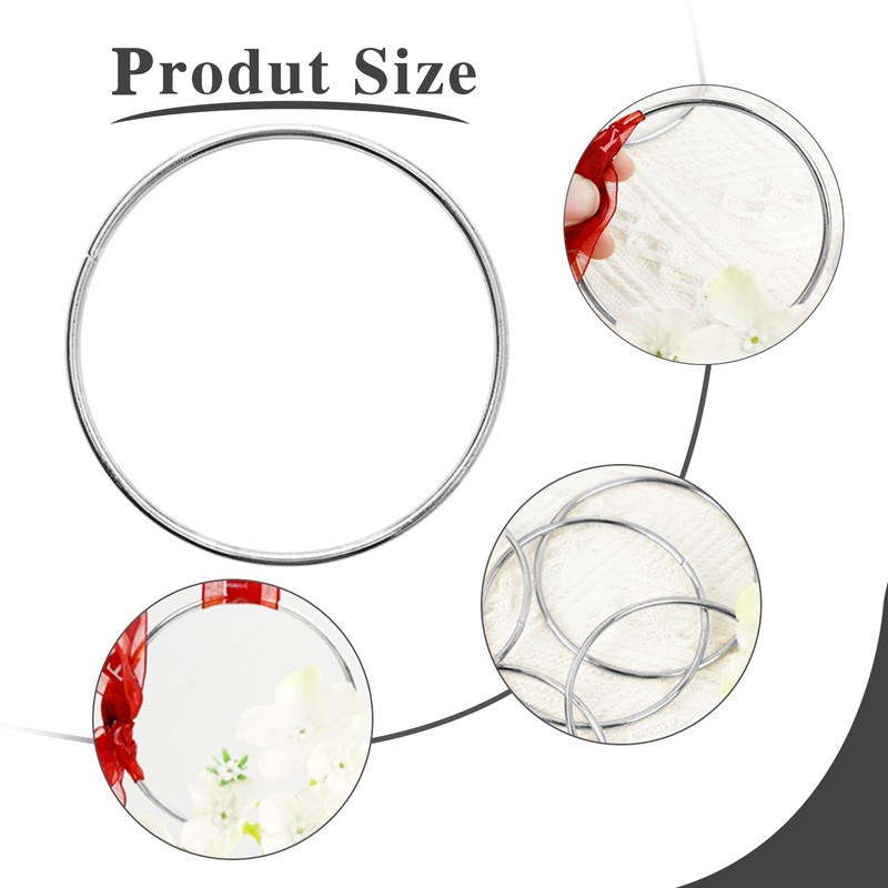 10 Pcs 8 Inch Metal Rings for Craft Silver Hoops