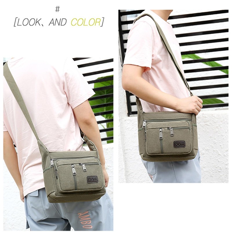 NEXSTAGES Shoulder Bag, Men's, Large Capacity, Canvas, Canvas, Khaki