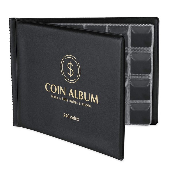 MUROAD 240 Pockets Coin Album, 2 Euro Coin Collecting Album,