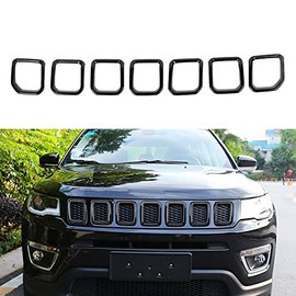 PSLER Radiator Grille Covers Inserts Frame Bezels for Compass 2021 2022 2023 (Black)