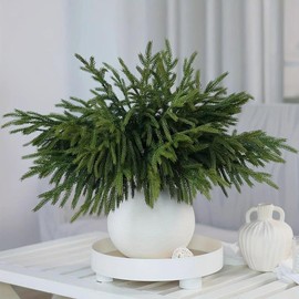 6pcs Realistic Norfolk Pine Branches, 18 Inch Artificial Cedar Tree Stems for DIY Crafts, Wreaths, Home Decor, Artificial Plants, Perfect for Christmas & Holidays:_Green_5PCS