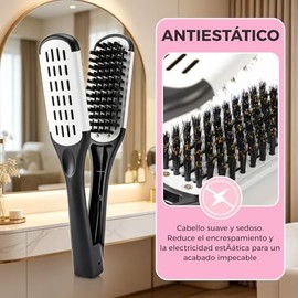 Cepillo para Alisar el Cabello, Peine de Cerdas, Peine en Forma de V, Crea Lisos, Rizos y Ondas, Antiencrespamiento y Antiestático. Ideal para Viaje y